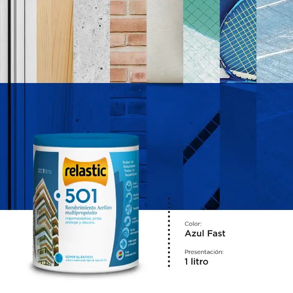 [501AF1] 501 Recubrimiento Multipropósito Mate (Azul Fast, 1 Litro)