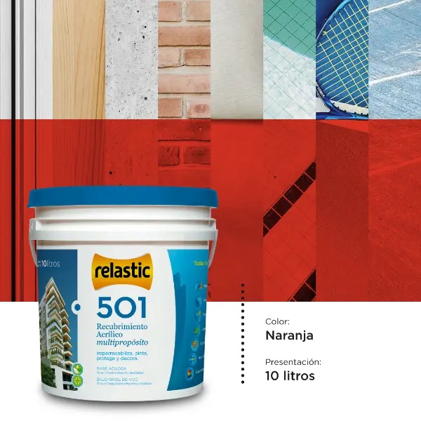 [501NA10] 501 Recubrimiento Multipropósito Mate (Naranja, 10 Litros)