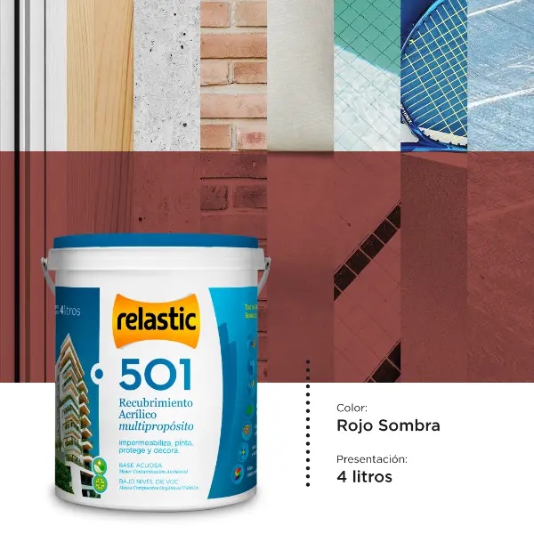 [501RS4] 501 Recubrimiento Multipropósito Mate (Rojo Sombra, 4 Litros)
