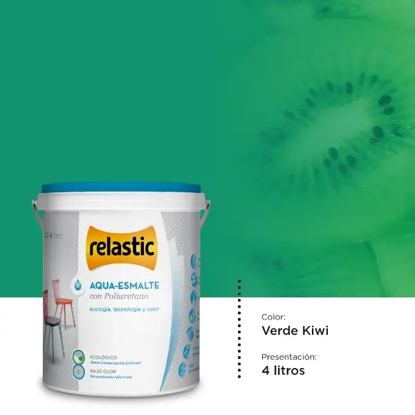 [AEVK4] Aqua Esmalte al Agua con Poliuretano (Verde Kiwi, 4 Litros)