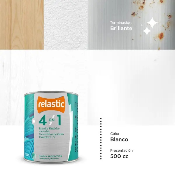 [BB05] 4 en 1 Esmalte Multifunción Brillante (Blanco, 0.5 Litro)