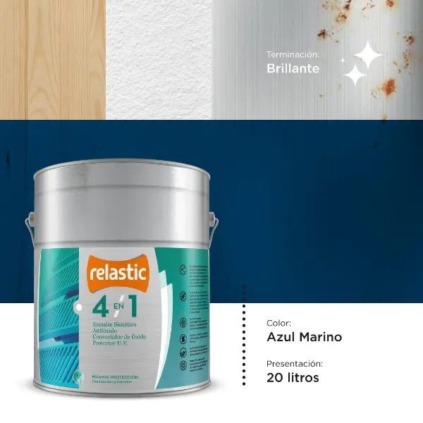 [41AM20] 4 en 1 Esmalte Multifunción Brillante (Azul Marino, 20 Litros)