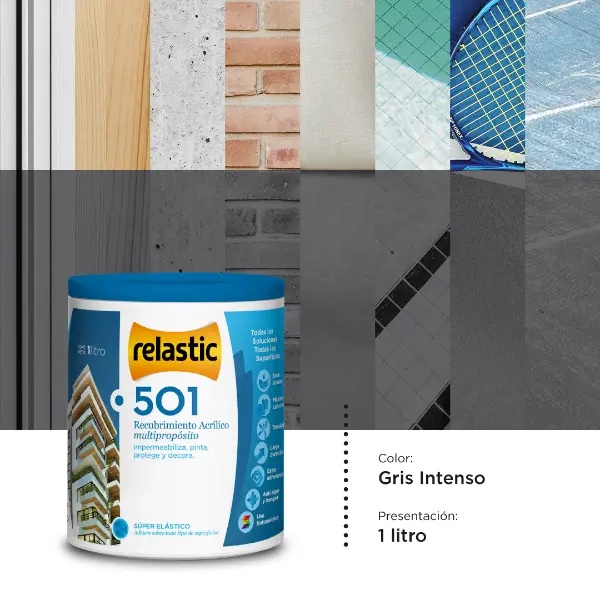 [501GI1] 501 Recubrimiento Multipropósito Mate (Gris Intenso, 1 Litro)