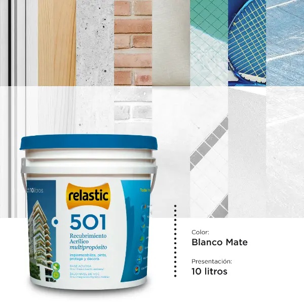 [50110] 501 Recubrimiento Multipropósito Mate (Blanco, 10 Litros)