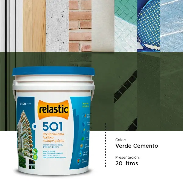[501VC20] 501 Recubrimiento Multipropósito Mate (Verde Cemento, 20 Litros)