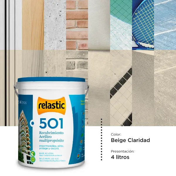 [501BC4] 501 Recubrimiento Multipropósito Mate (Beige Claridad, 4 Litros)