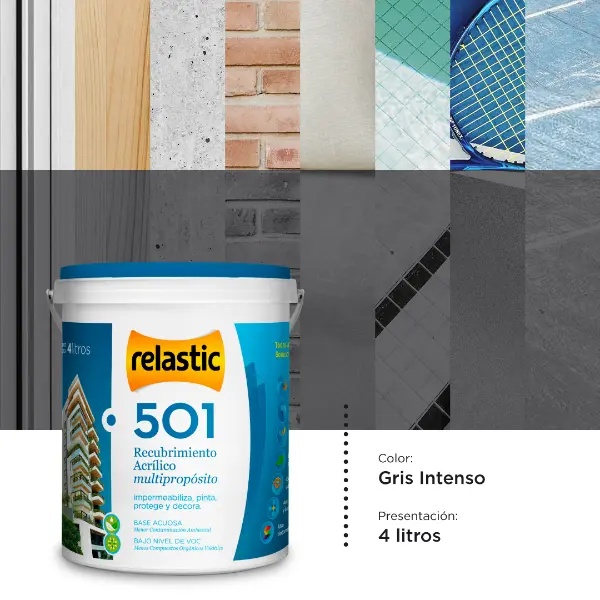 [501GI4] 501 Recubrimiento Multipropósito Mate (Gris Intenso, 4 Litros)