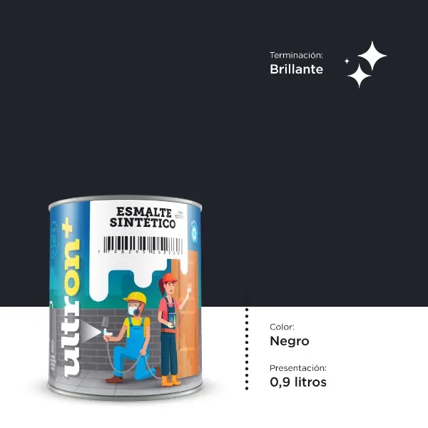 [UN1] Ultron Esmalte Sintetico (Negro, 0.9 Litro)