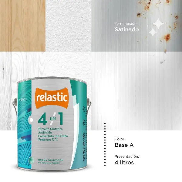 [41BAS4] 4 en 1 Esmalte Multifunción Satinado (Base A, 4 Litros)