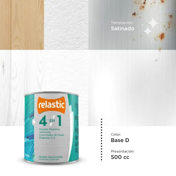 [41BDS05] 4 en 1 Esmalte Multifunción Satinado (Base D, 0.5 Litro)