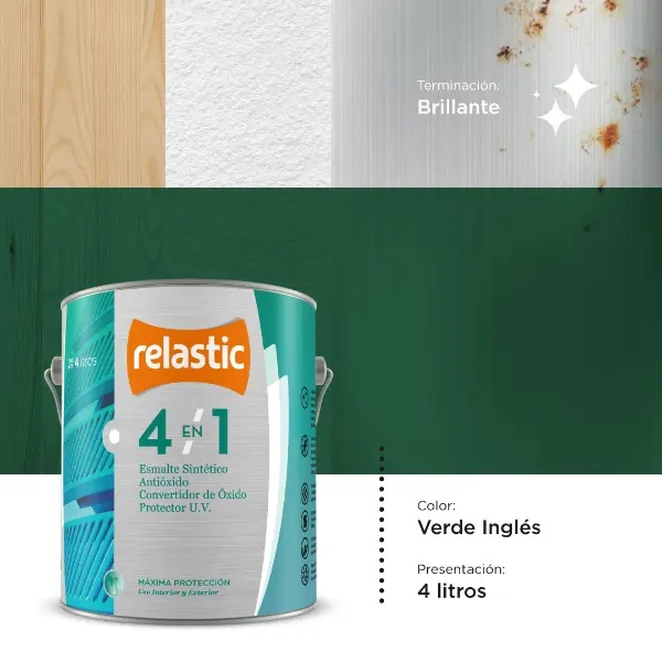 [41VI4] 4 en 1 Esmalte Multifunción Brillante (Verde Ingles, 4 Litros)