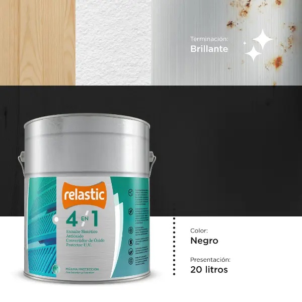 [NB20] 4 en 1 Esmalte Multifunción Brillante (Negro, 20 Litros)