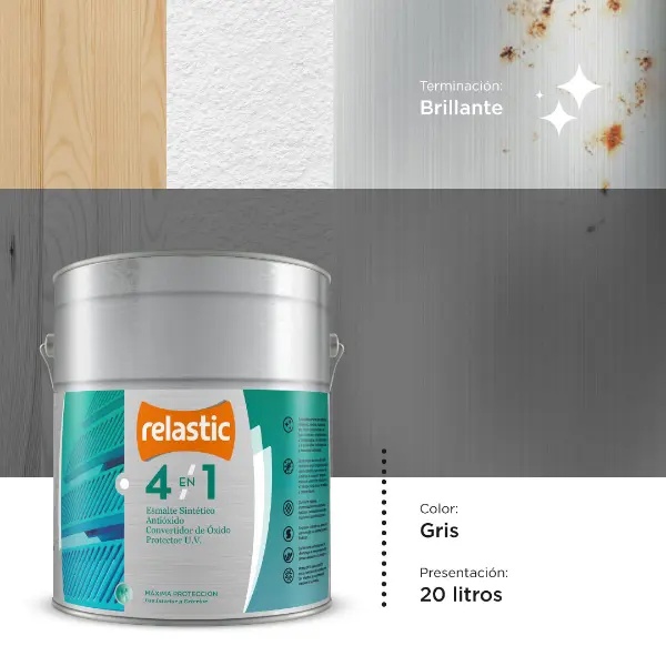 [41G20] 4 en 1 Esmalte Multifunción Brillante (Gris, 20 Litros)