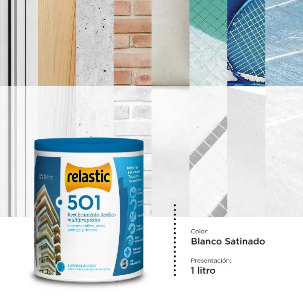 [501BS1] 501 Recubrimiento Multipropósito Satinado (Blanco, 1 Litro)